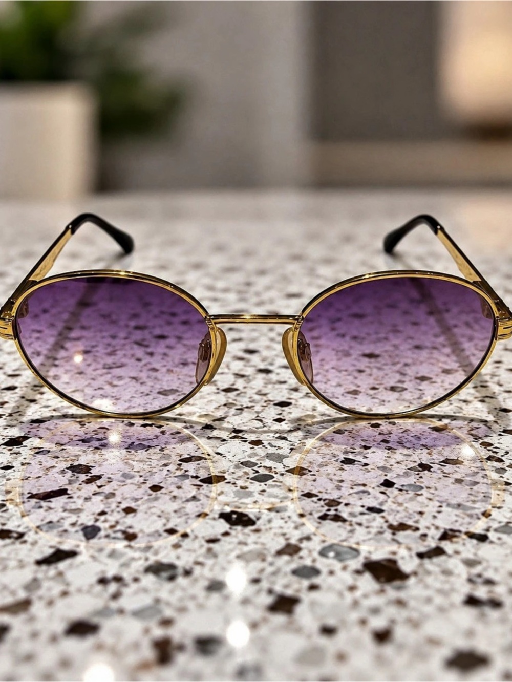 Vintage Hilton 24kt Gold Purple Gradient Sunglasses